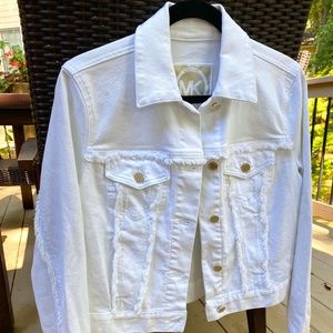 Michael Kors White Frayed Denim Jacket sz. S NWOT